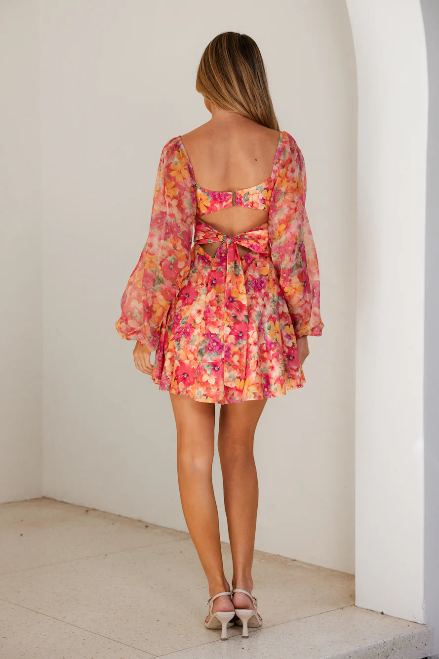 Janeiro Sun Long Sleeve Mini Dress Pink