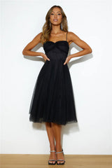 Glam Feeling Tulle Midi Dress Black