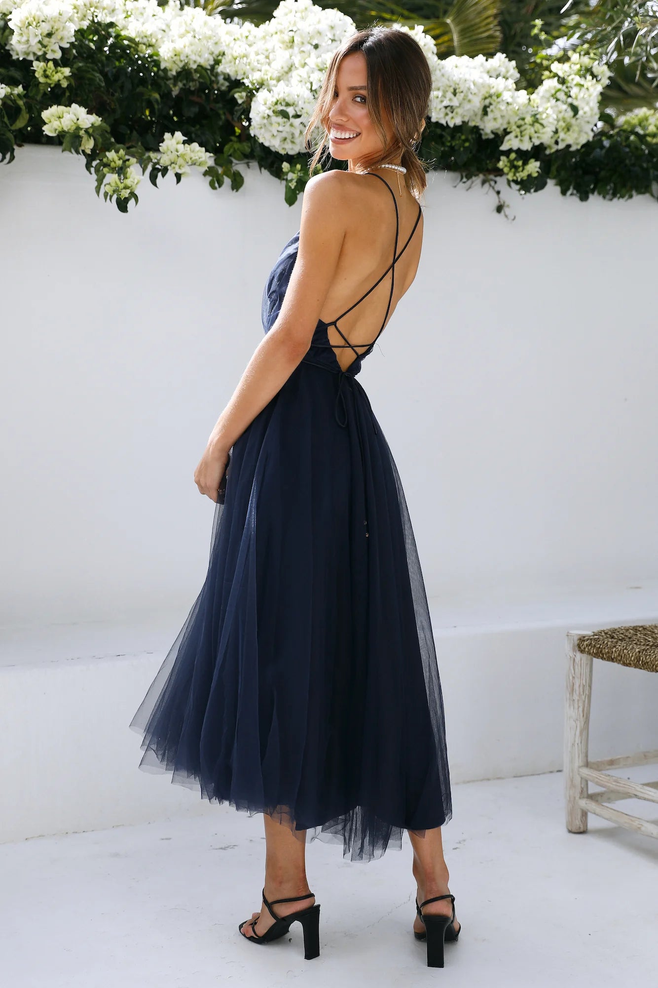 Summer Cinderella Midi Dress Navy