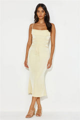 Doubled Up Mesh Midi Dress Yellow