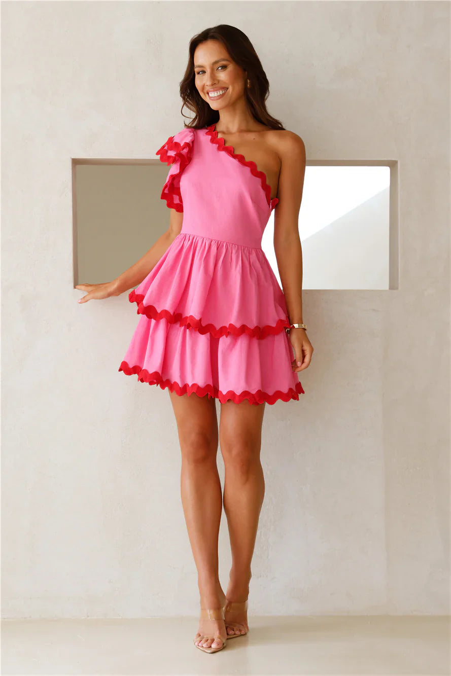 Events To Match One Shoulder Mini Dress Pink