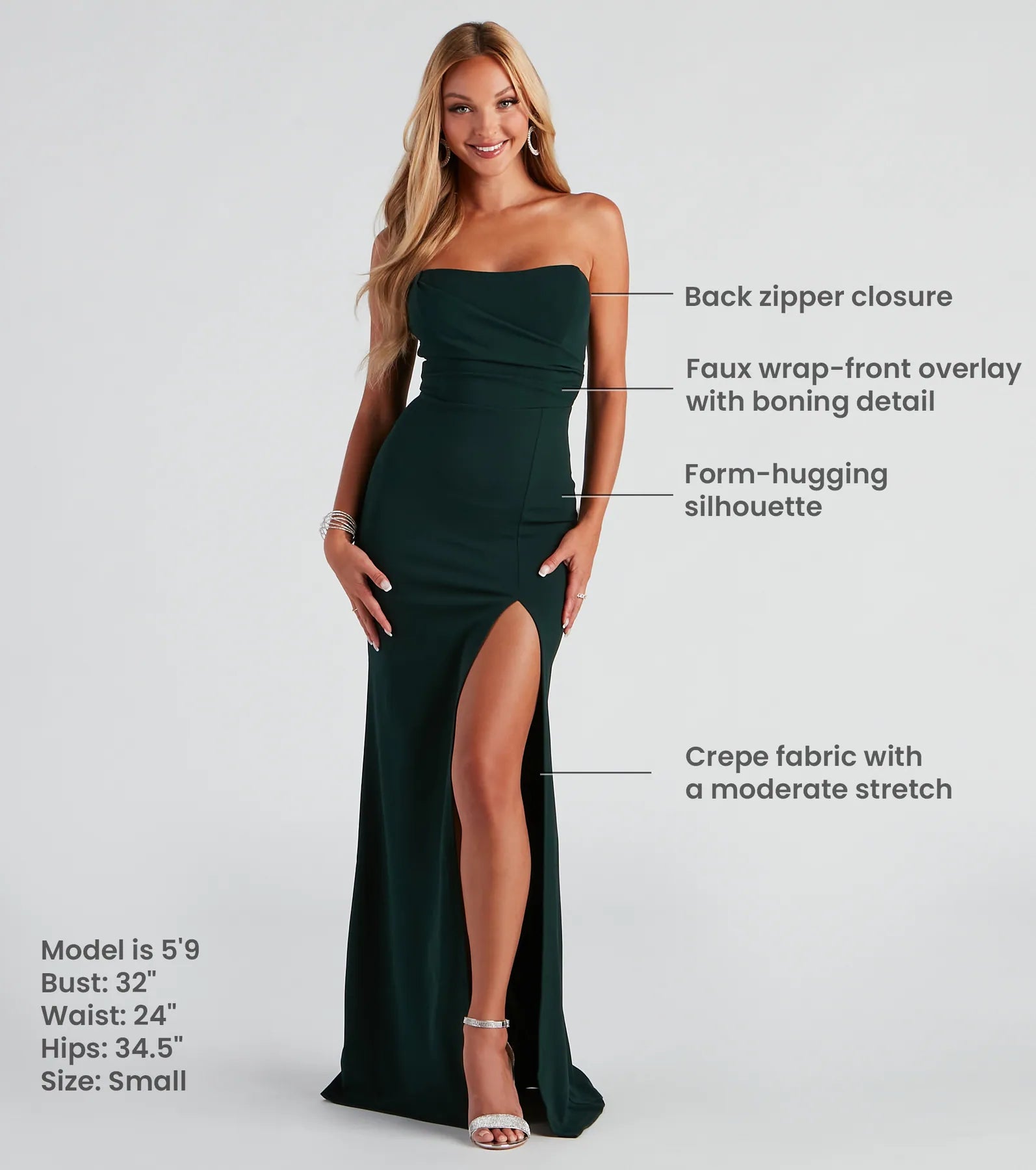 Kaia Strapless High Slit Formal Dress