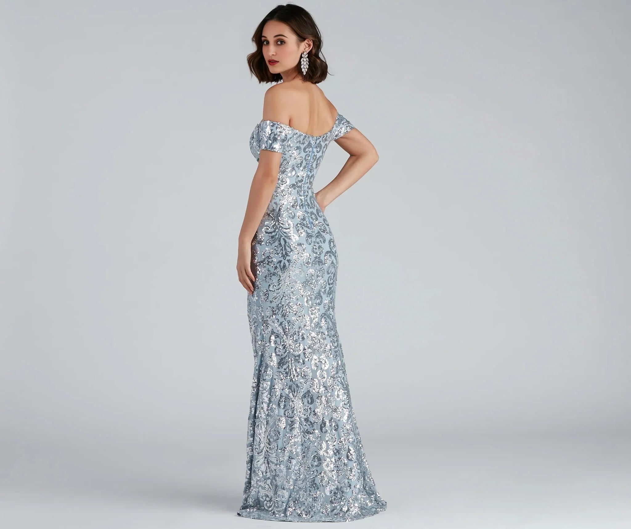 Carter Sequin Scroll A-Line Formal Dress