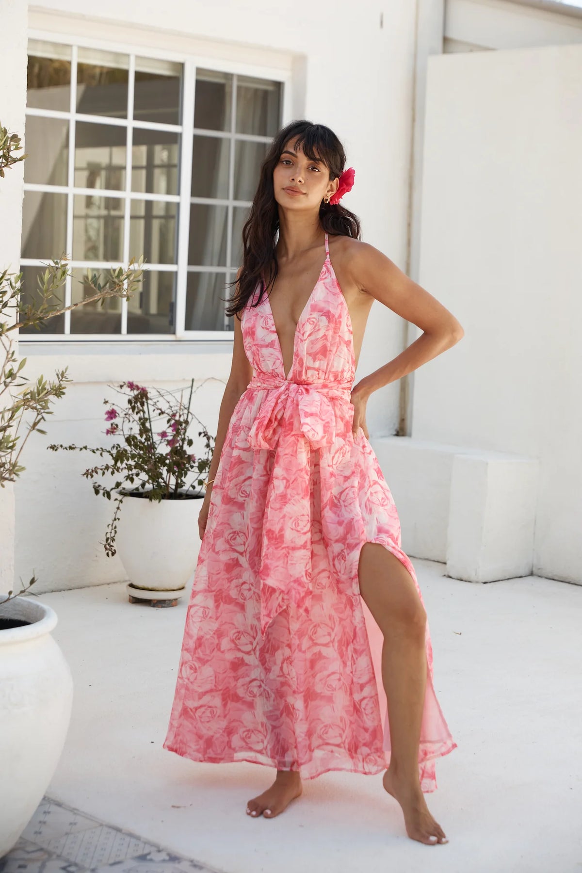 Rules To Follow Halter Maxi Dress Pink