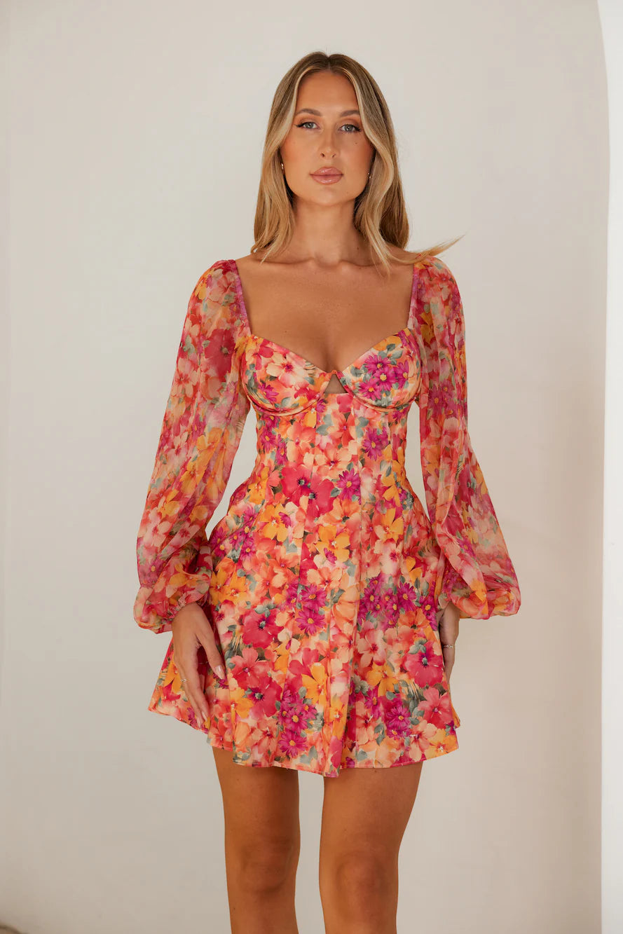 Janeiro Sun Long Sleeve Mini Dress Pink