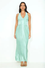 Special Events Pleated Halter Maxi Dress Sage