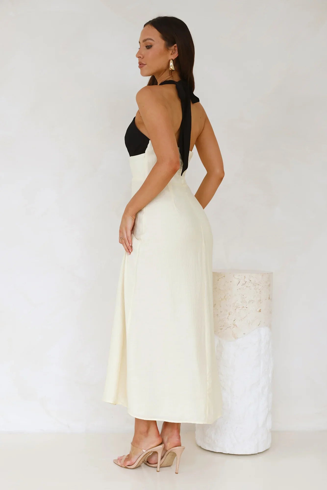 Paris Afternoon Halter Maxi Dress Cream