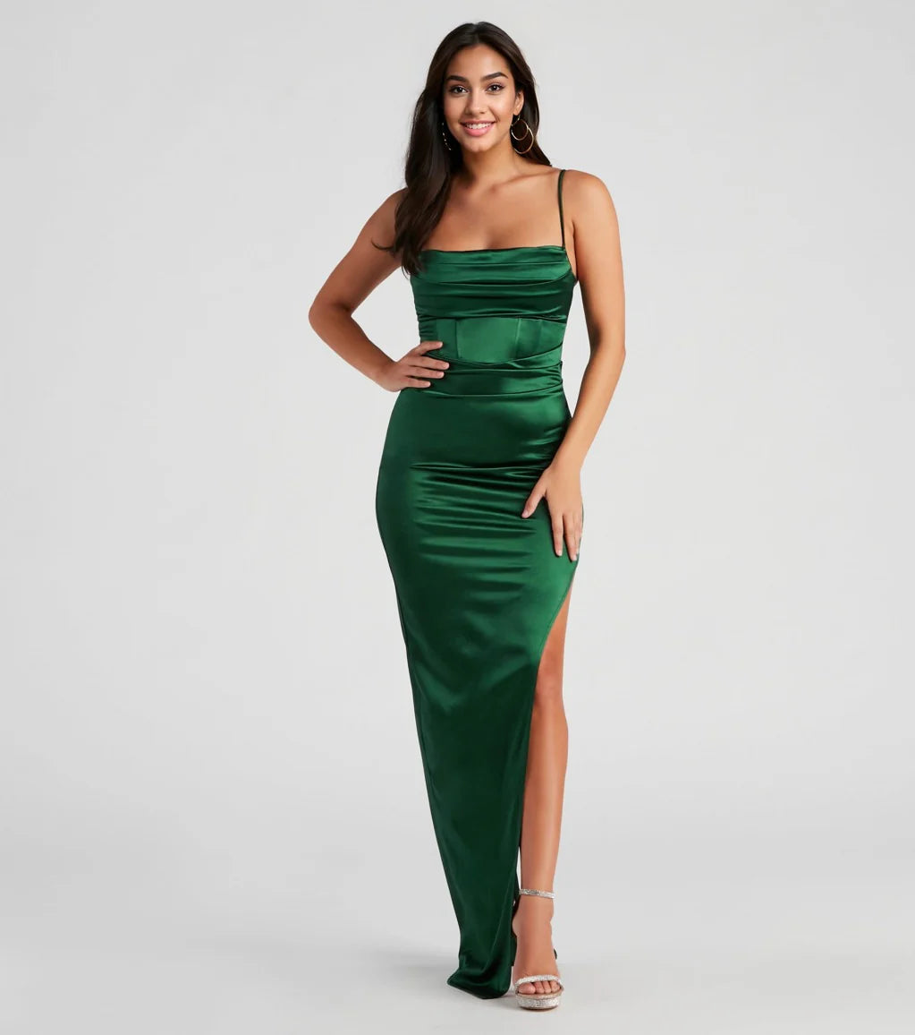 Carmella High Slit Corset Dress