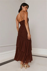 Always The Muse Mesh Maxi Dress Brown