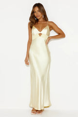 Welcome Spring Satin Maxi Dress Yellow