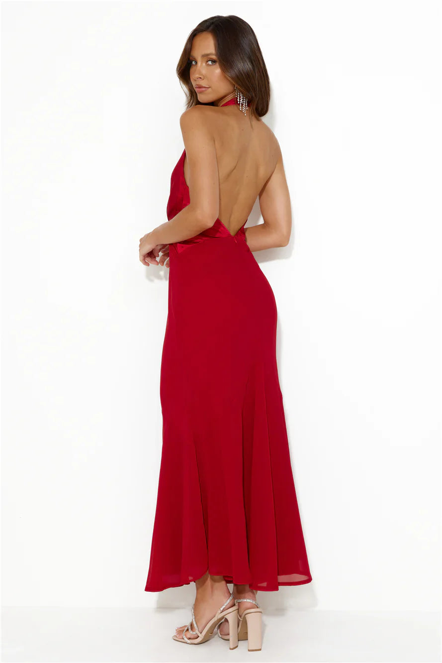 Allowing Luxury Halter Maxi Dress Red