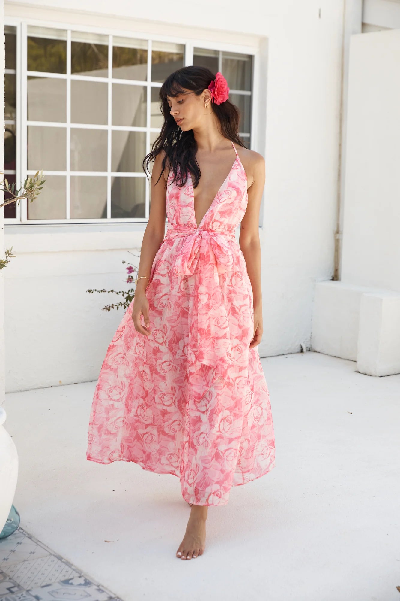 Rules To Follow Halter Maxi Dress Pink