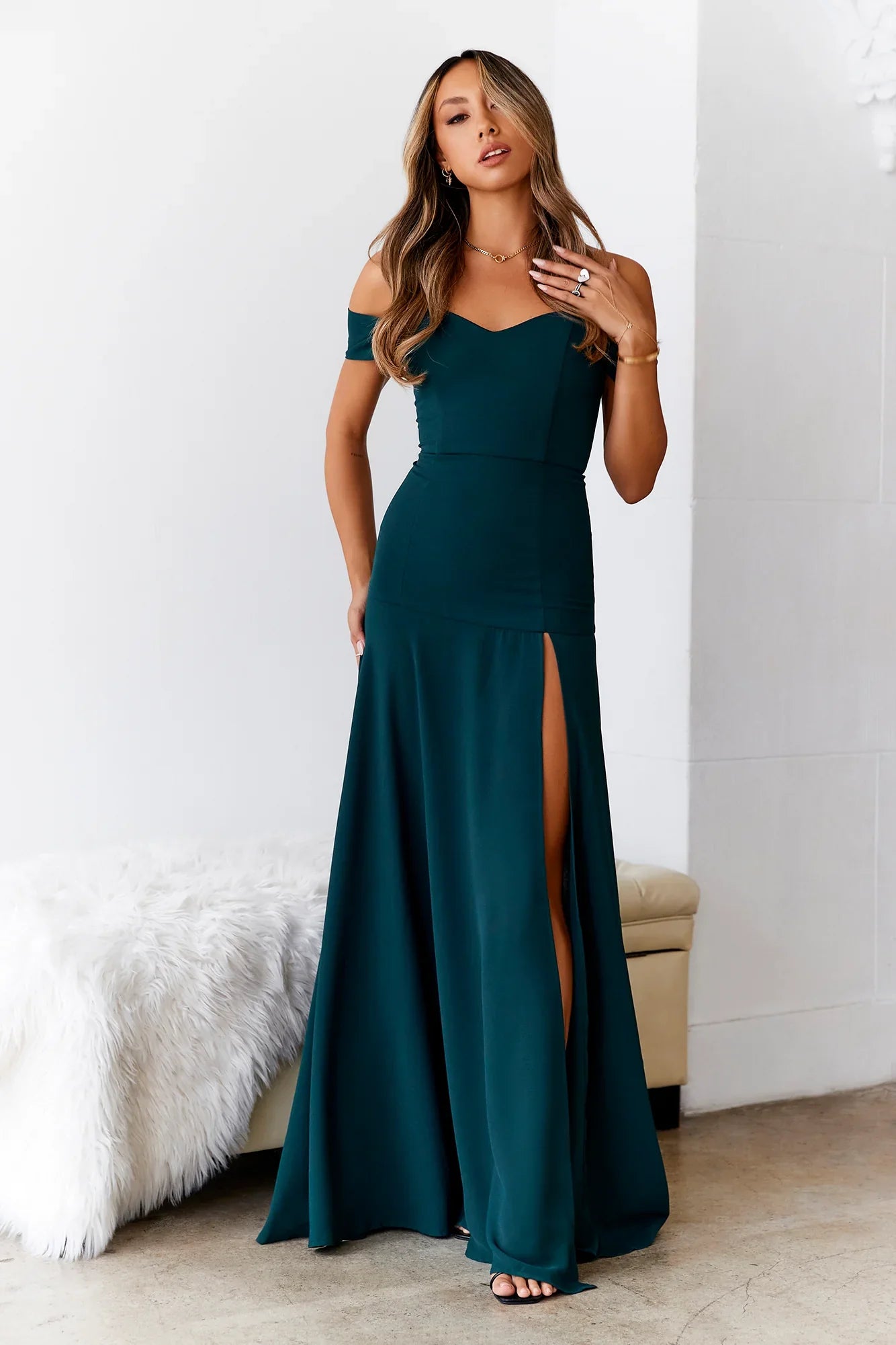 DEAR EMILIA Blushing Cinderella Maxi Dress Green