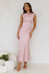 Together As One Satin Maxi Dress Pink