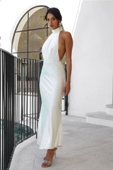 Luxurious Lady Satin Maxi Dress Cream