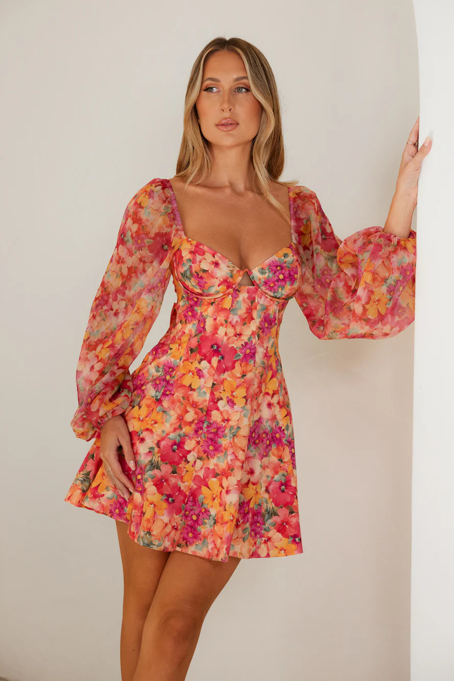 Janeiro Sun Long Sleeve Mini Dress Pink