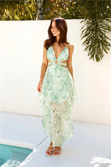 Fascinating Halter Maxi Dress Green