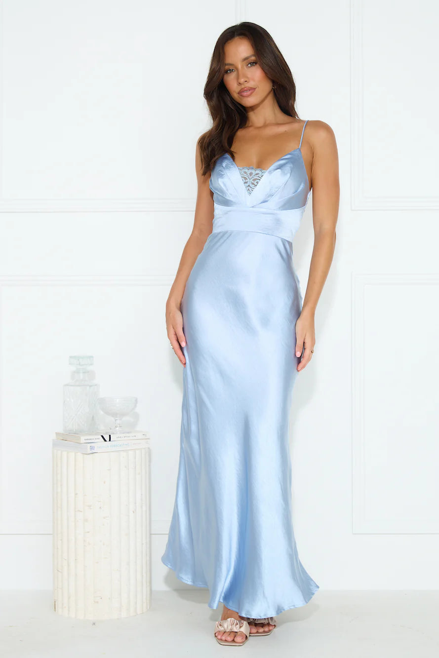 Lorelei Satin Maxi Dress Blue