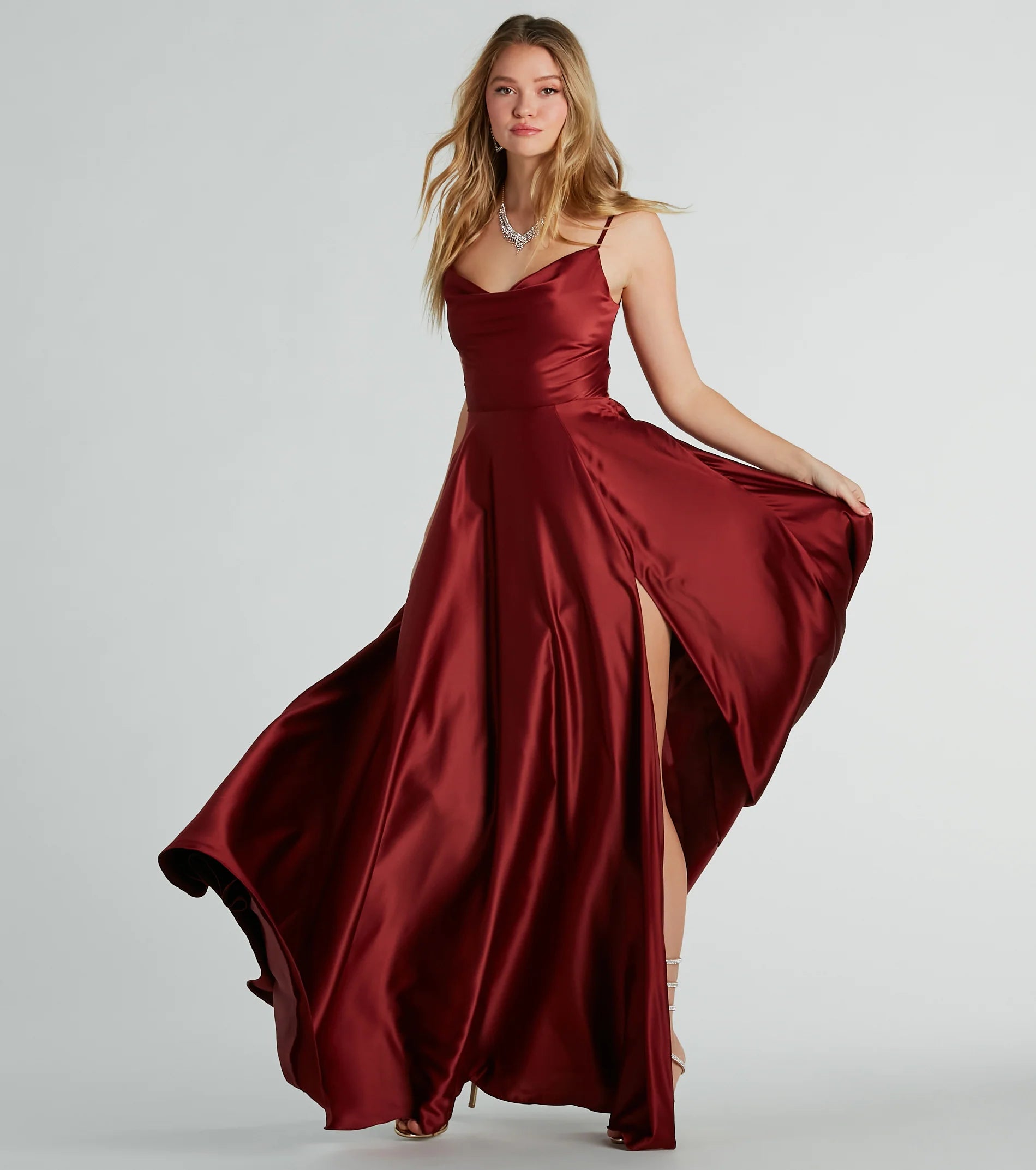 Winslow Formal Satin Lace-Up Dress