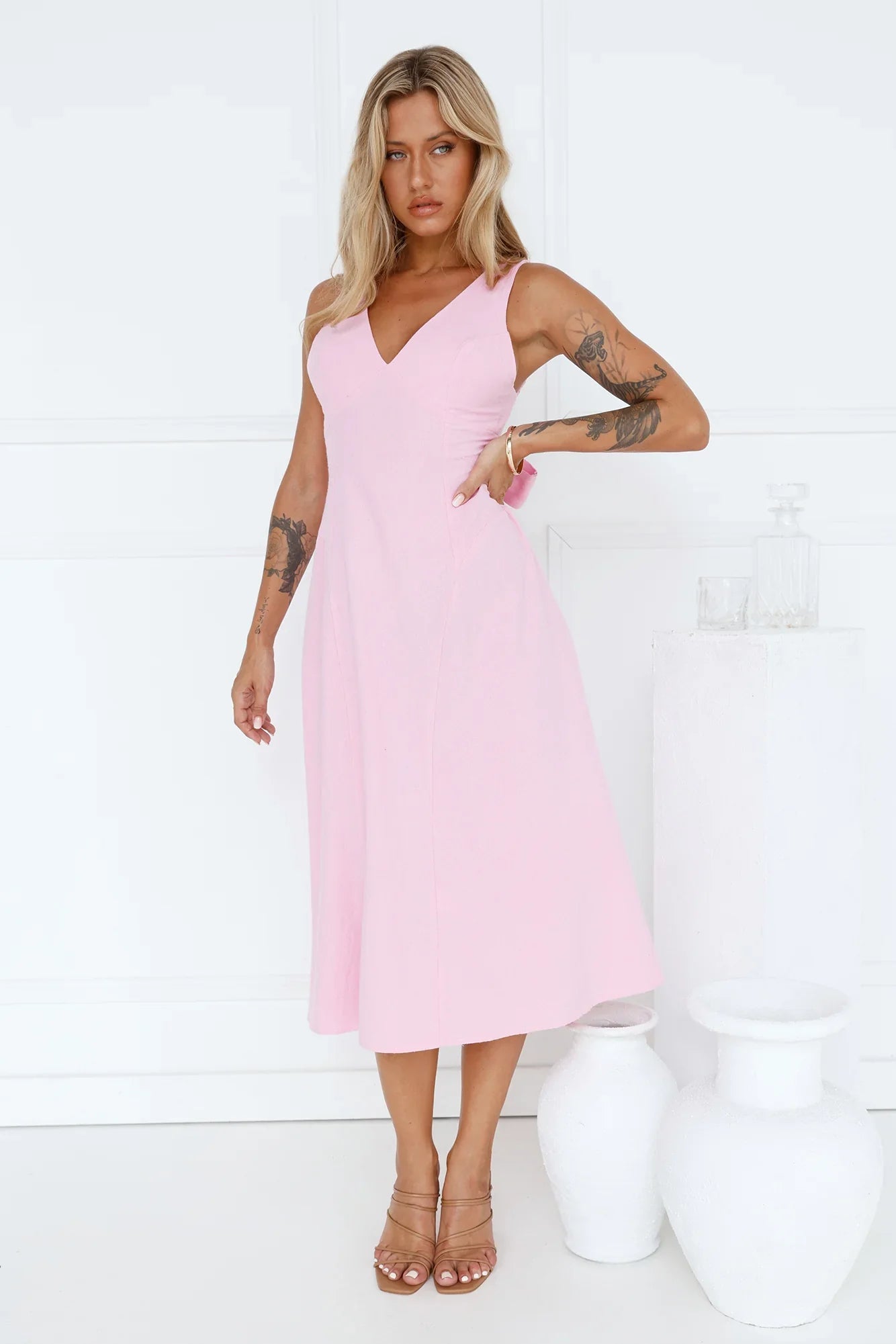 Sparkly Smile Midi Dress Pink