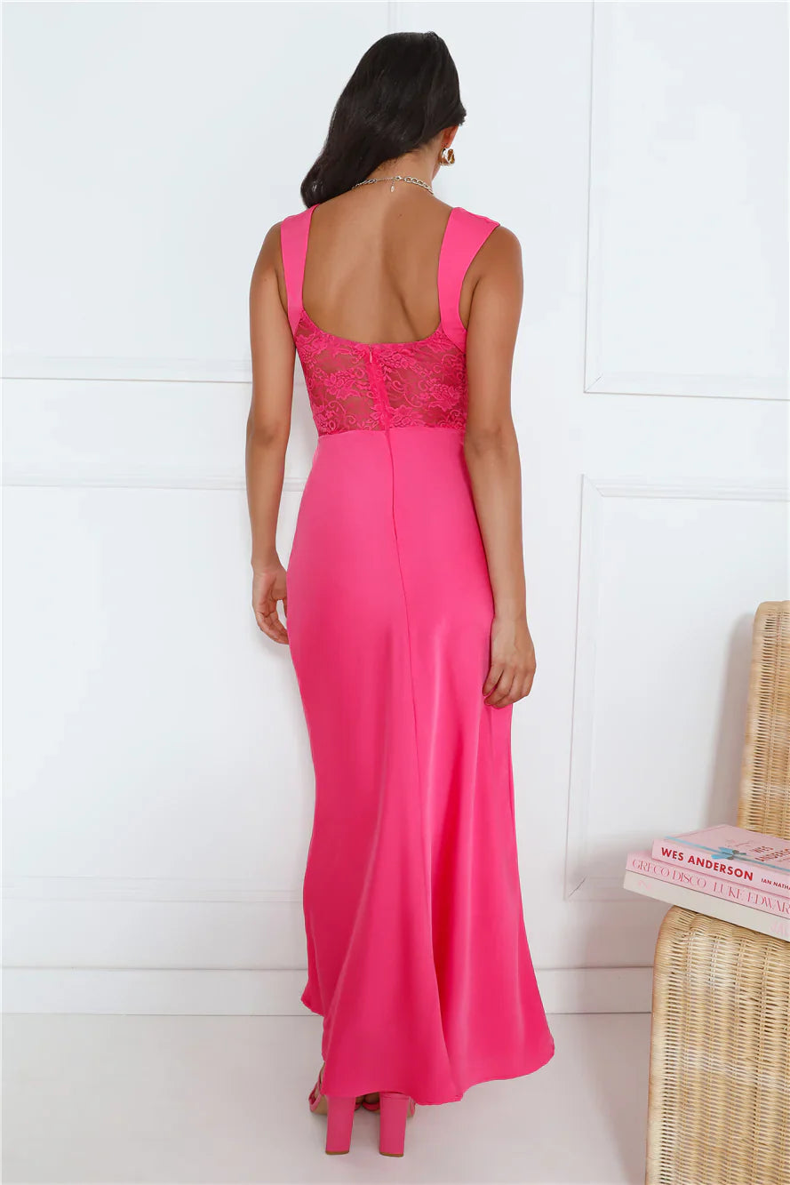 Permission To Party Satin Maxi Dress Pink