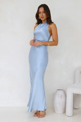 Eden Satin Maxi Dress Blue