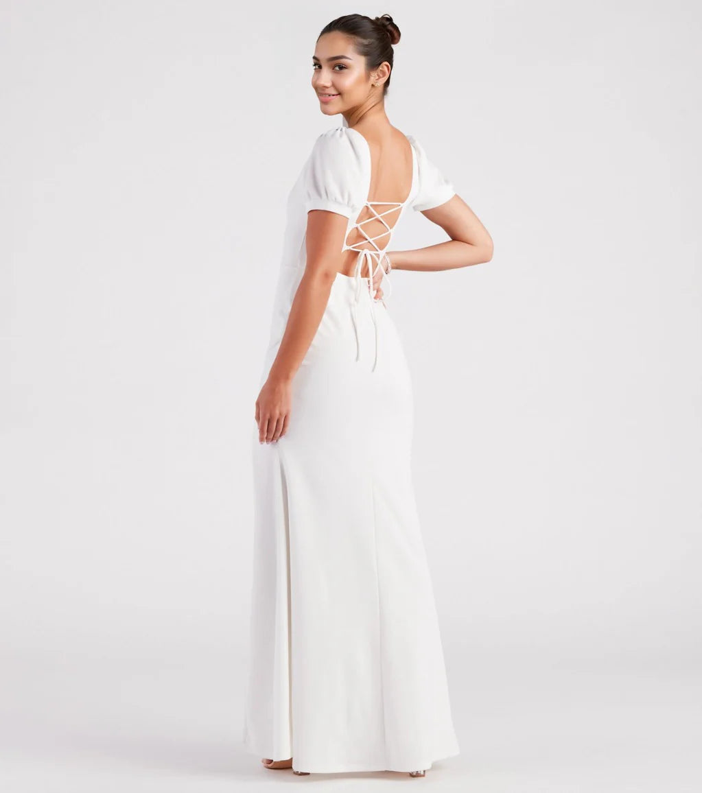 Denali Formal Puff Sleeve Long Dress