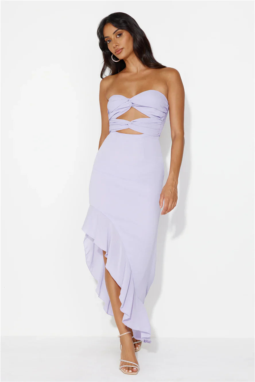 Supermodel Moment Strapless Midi Dress Purple