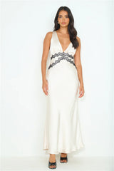 Personal Experience Satin Maxi Dress Cream