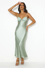 Stylist Things Satin Maxi Dress Sage