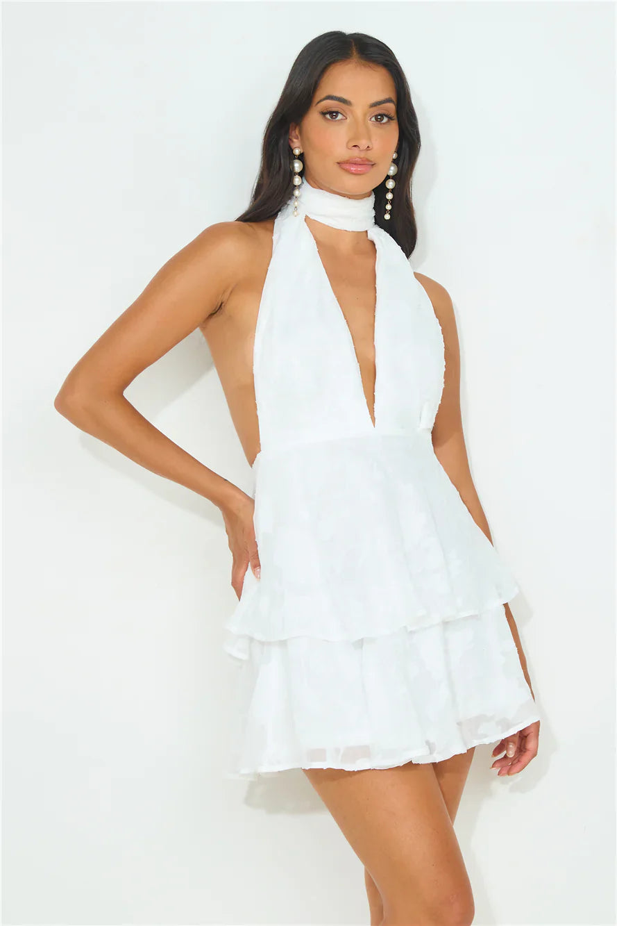 Pretty Perfect Halter Mini Dress White