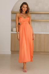 Early Mornings Satin Maxi Dress Orange