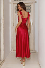 Define Luxury Satin Maxi Dress Red