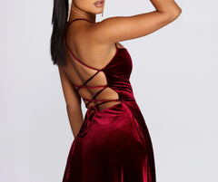 Dakota Velvet Lace Up Evening Gown