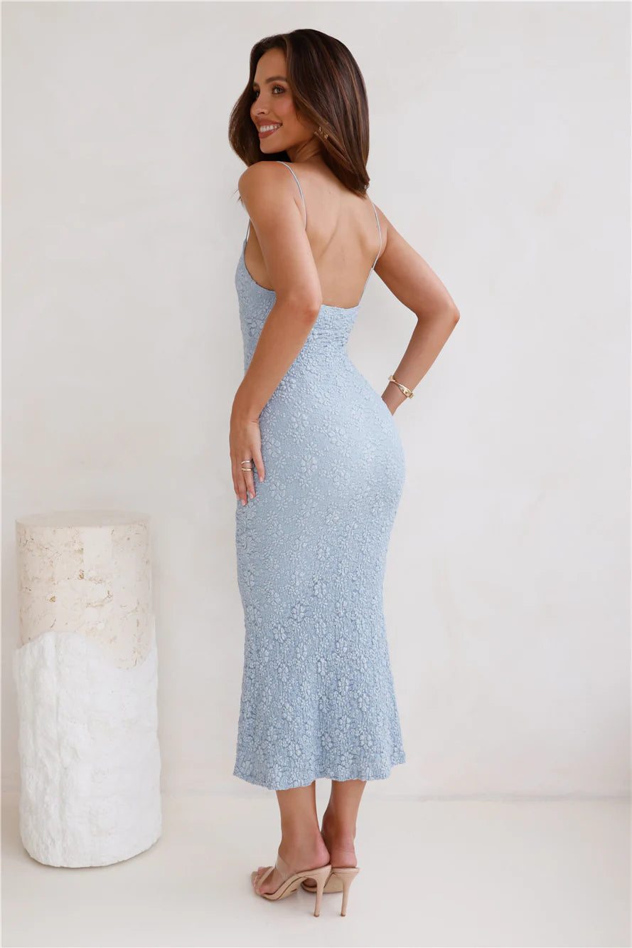 Atlantic Waters Mesh Midi Dress Blue