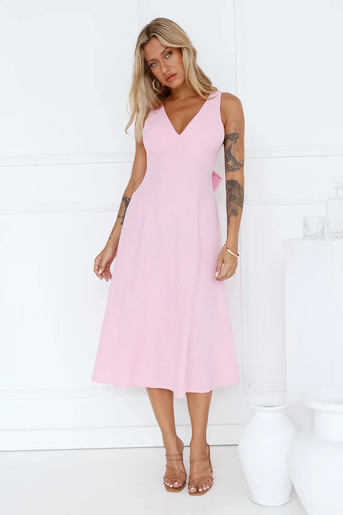 Sparkly Smile Midi Dress Pink