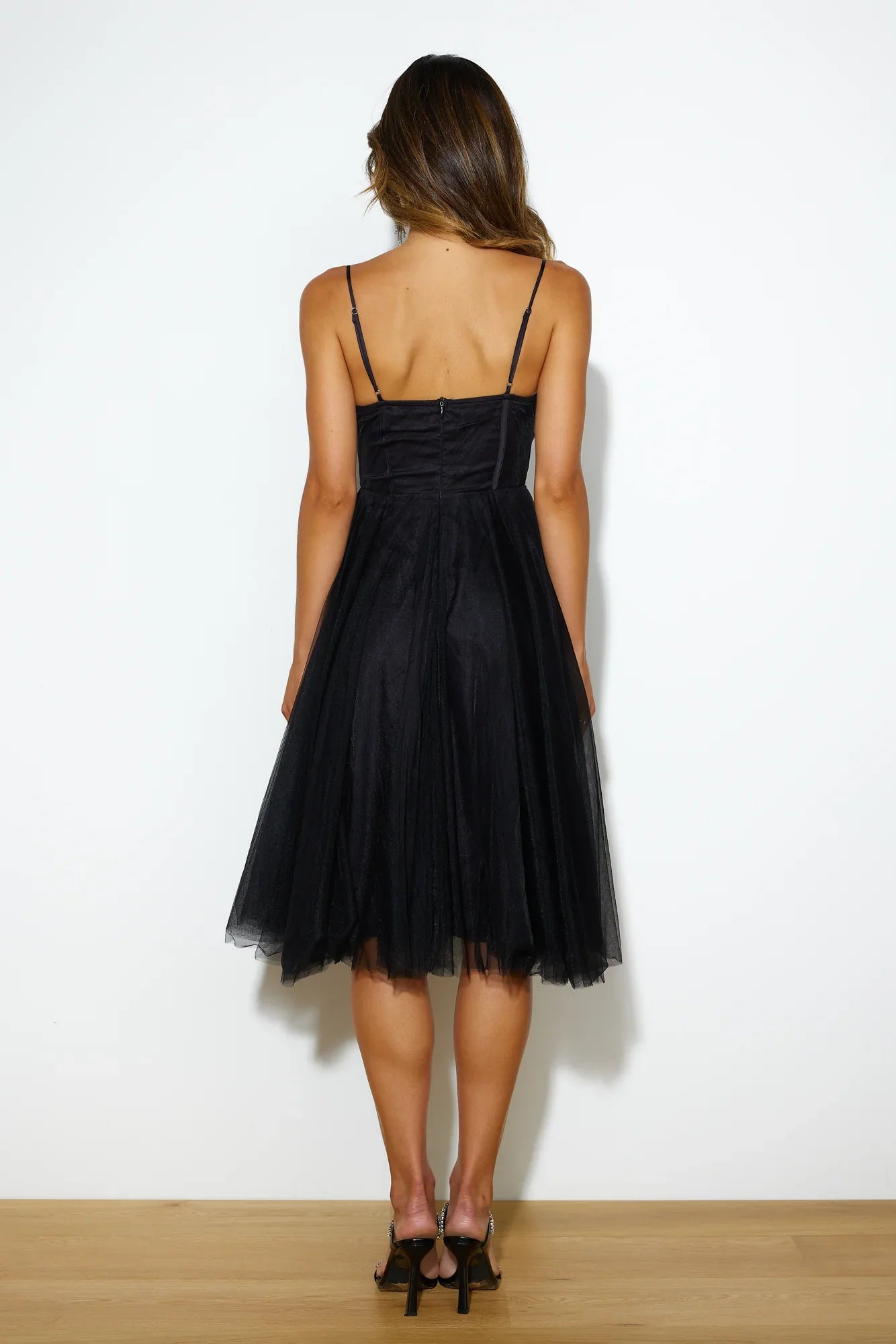 Glam Feeling Tulle Midi Dress Black