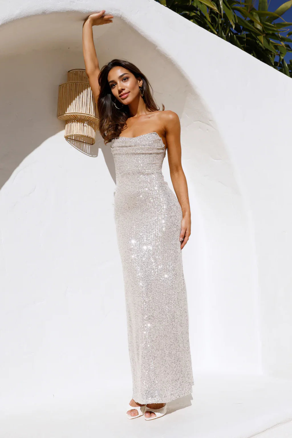 Finest Words Maxi Dress Beige Sequin