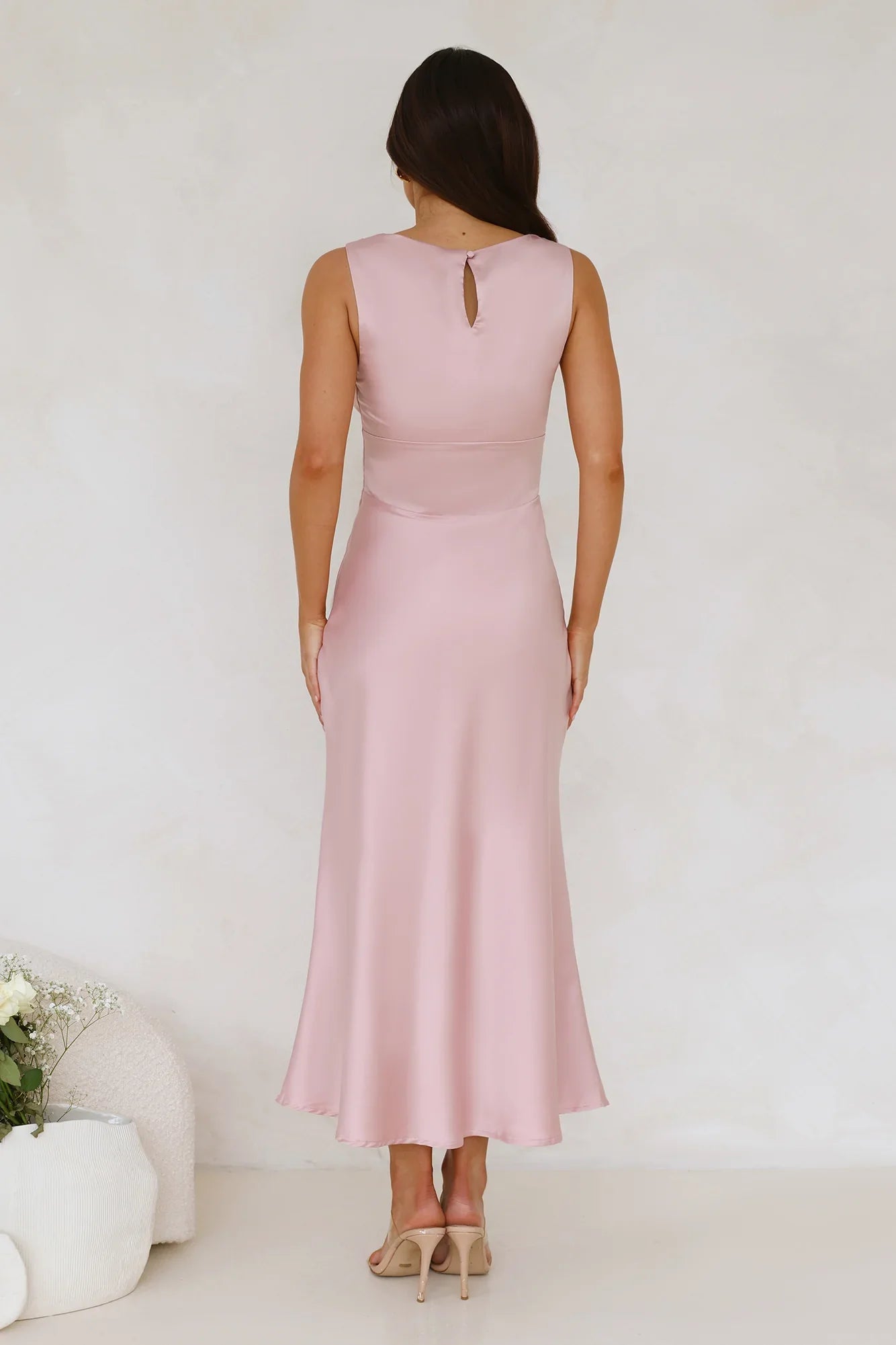 Together As One Satin Maxi Dress Pink