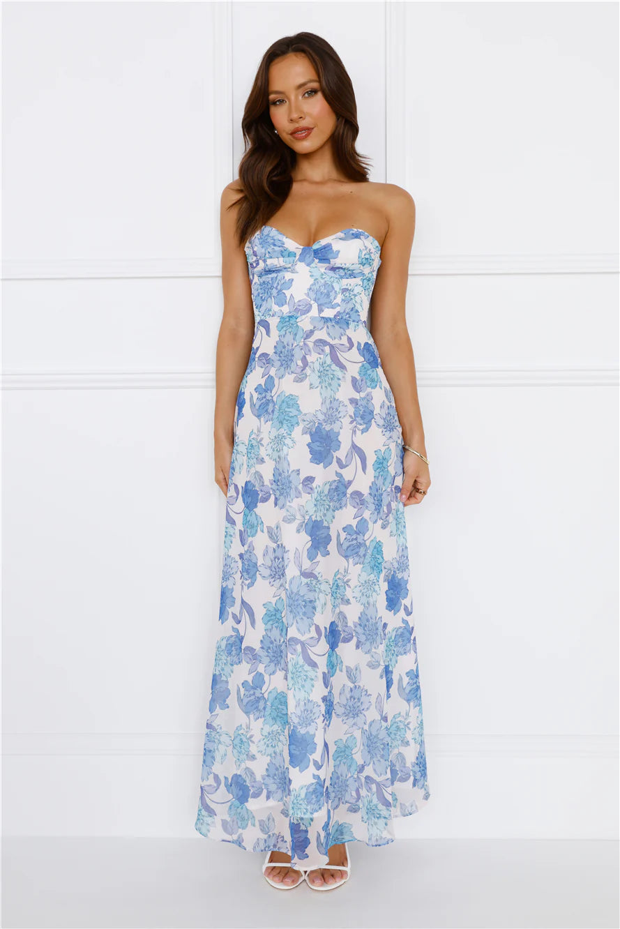 Possessive Power Strapless Maxi Dress Blue