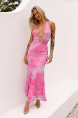 Passionate Goals Halter Maxi Dress Pink