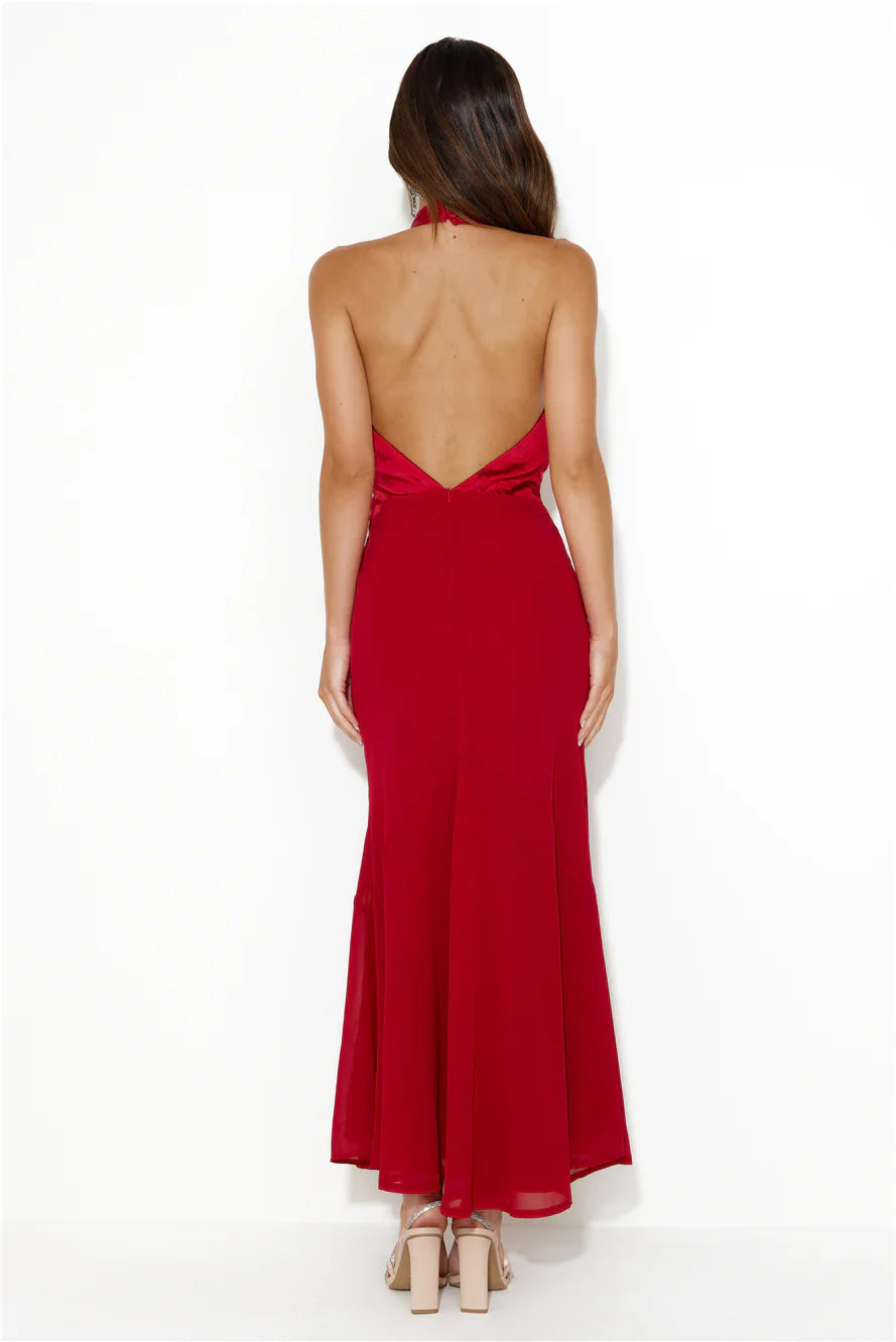 Allowing Luxury Halter Maxi Dress Red