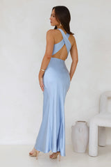 Eden Satin Maxi Dress Blue