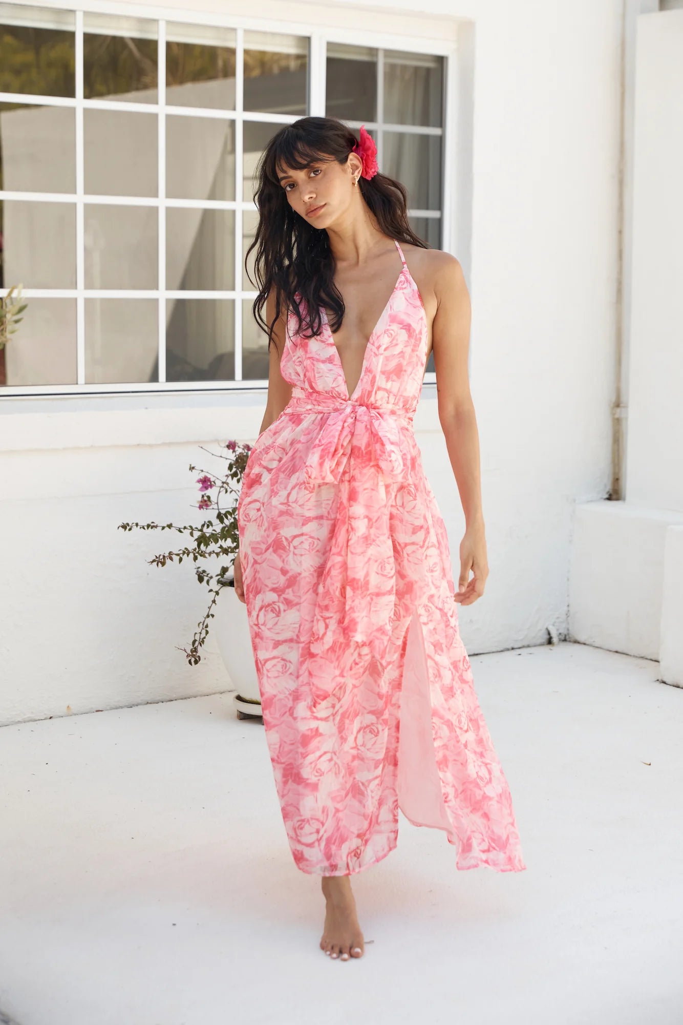 Rules To Follow Halter Maxi Dress Pink