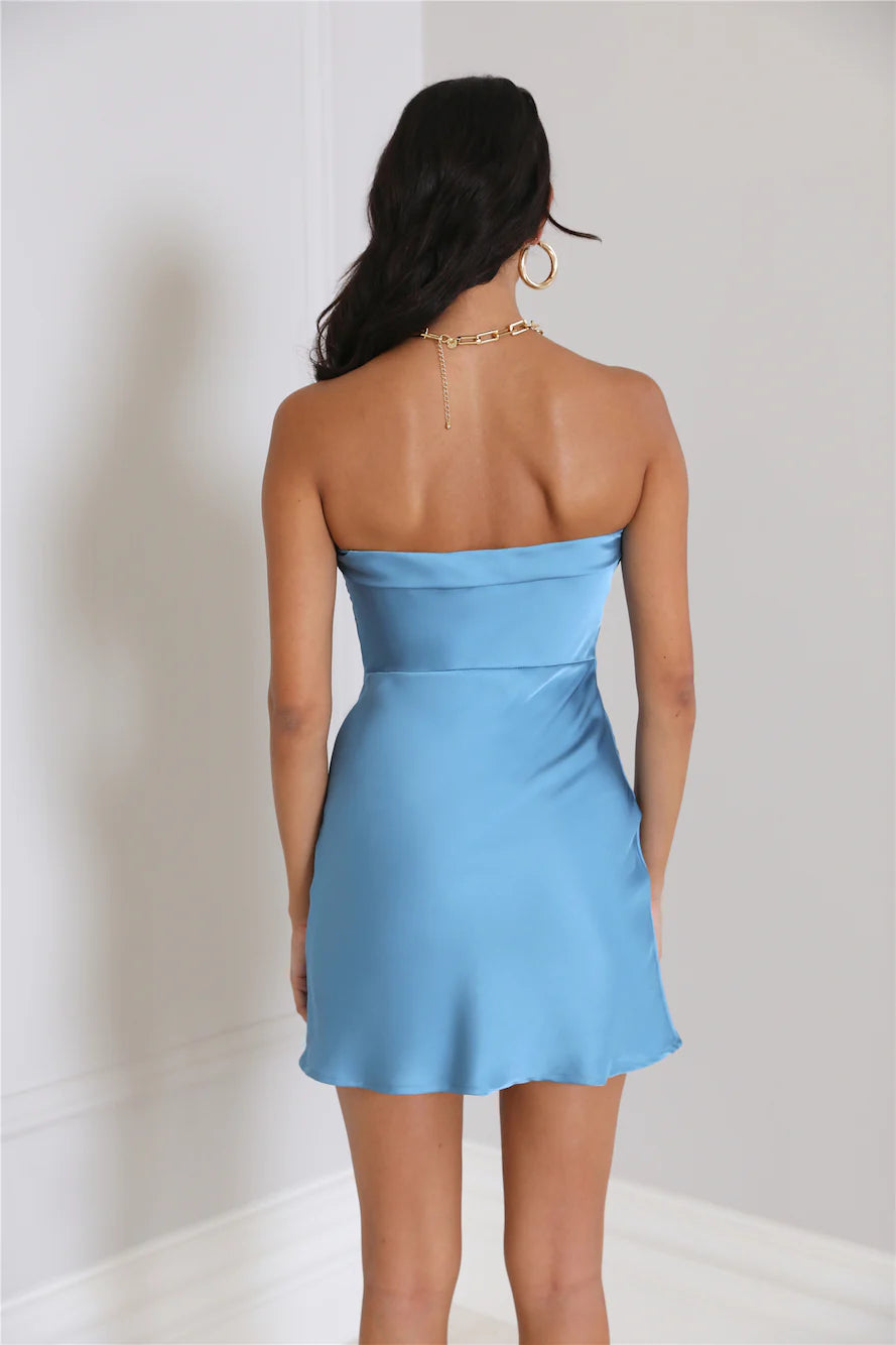 Style Slip Satin Mini Dress Blue