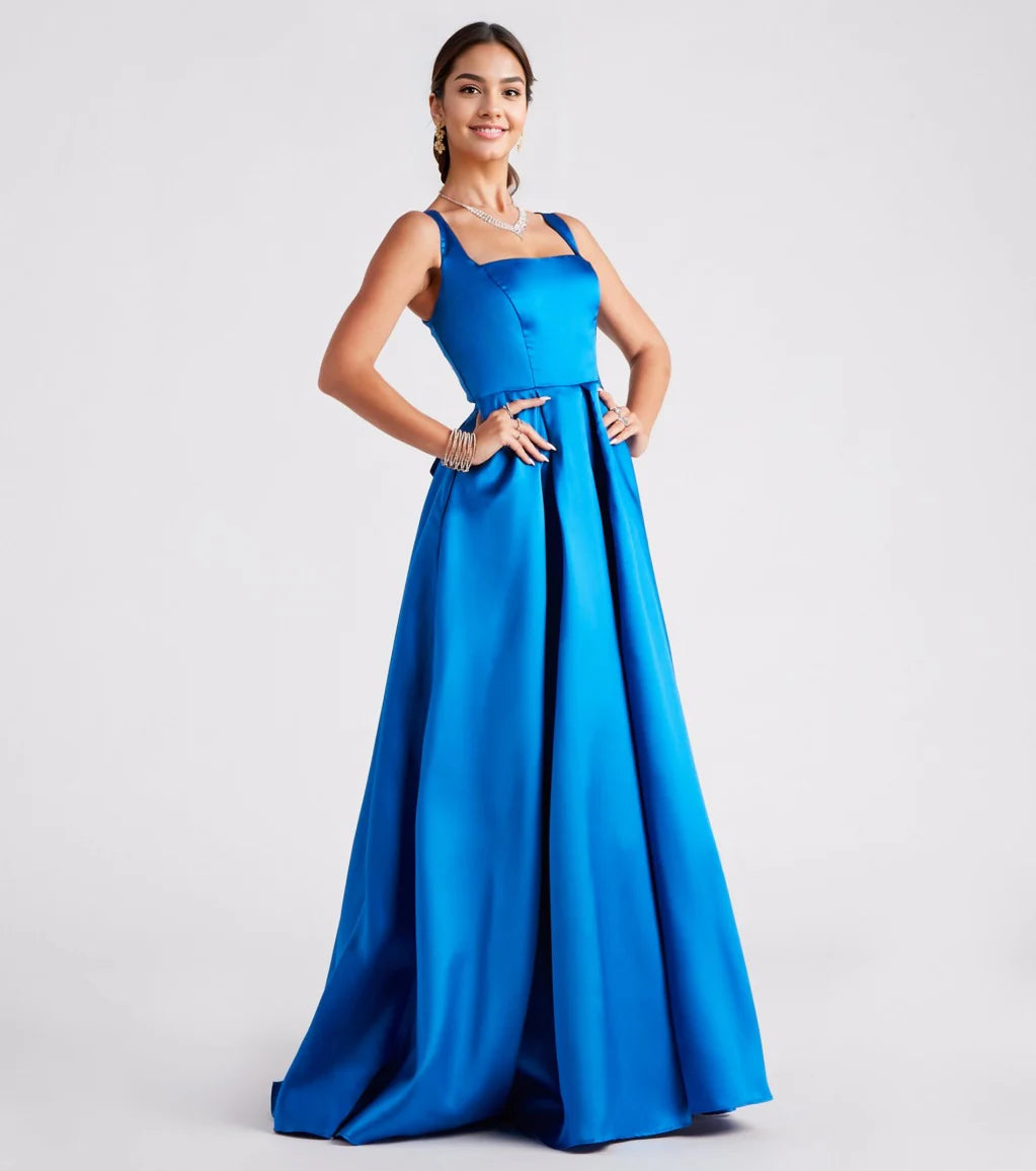 Kristine Satin Lace-Up A-Line Ball Gown