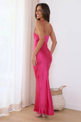 She's Designer Satin Maxi Dress Pink