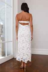 Time To Love Strapless Lace Maxi Dress White