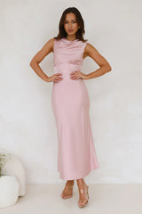 Together As One Satin Maxi Dress Pink