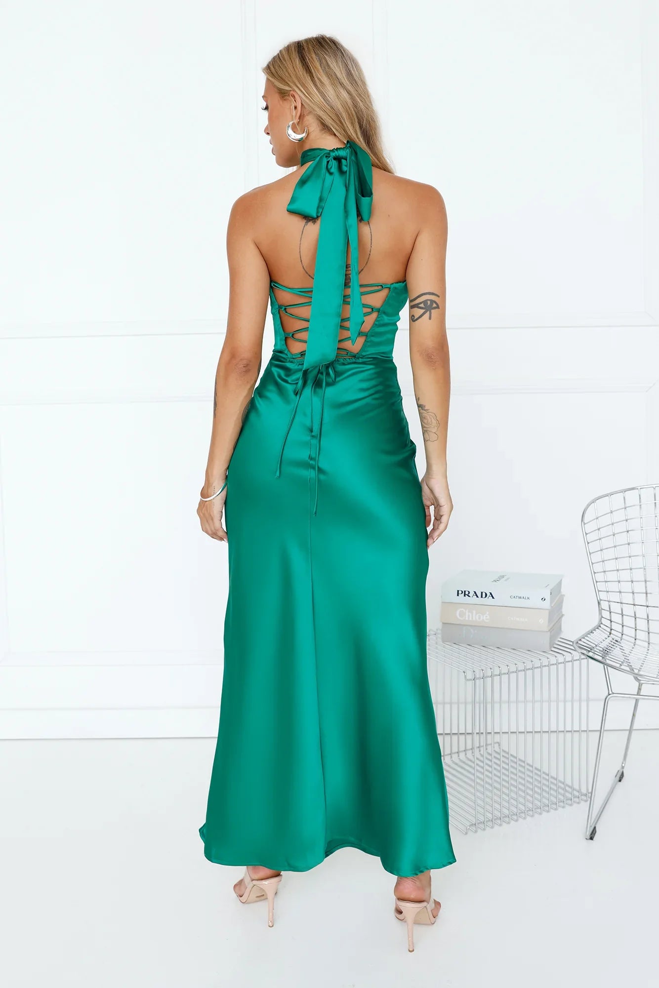 Lady In Silk Strapless Maxi Dress Green